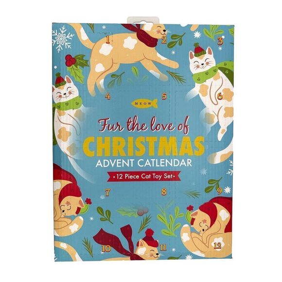 New! MEOW Cat Toy Advent Calendar 12-Piece Assorted Set Mouse Crinkle Ball NWT - Picture 1 of 5